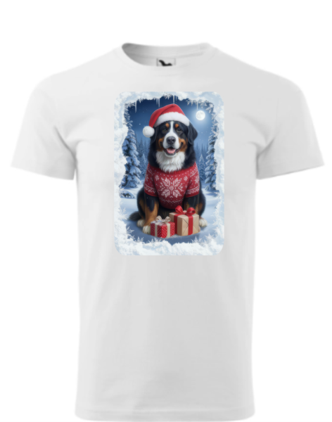 Vánoční tričko s Bernským salašnickým psem2